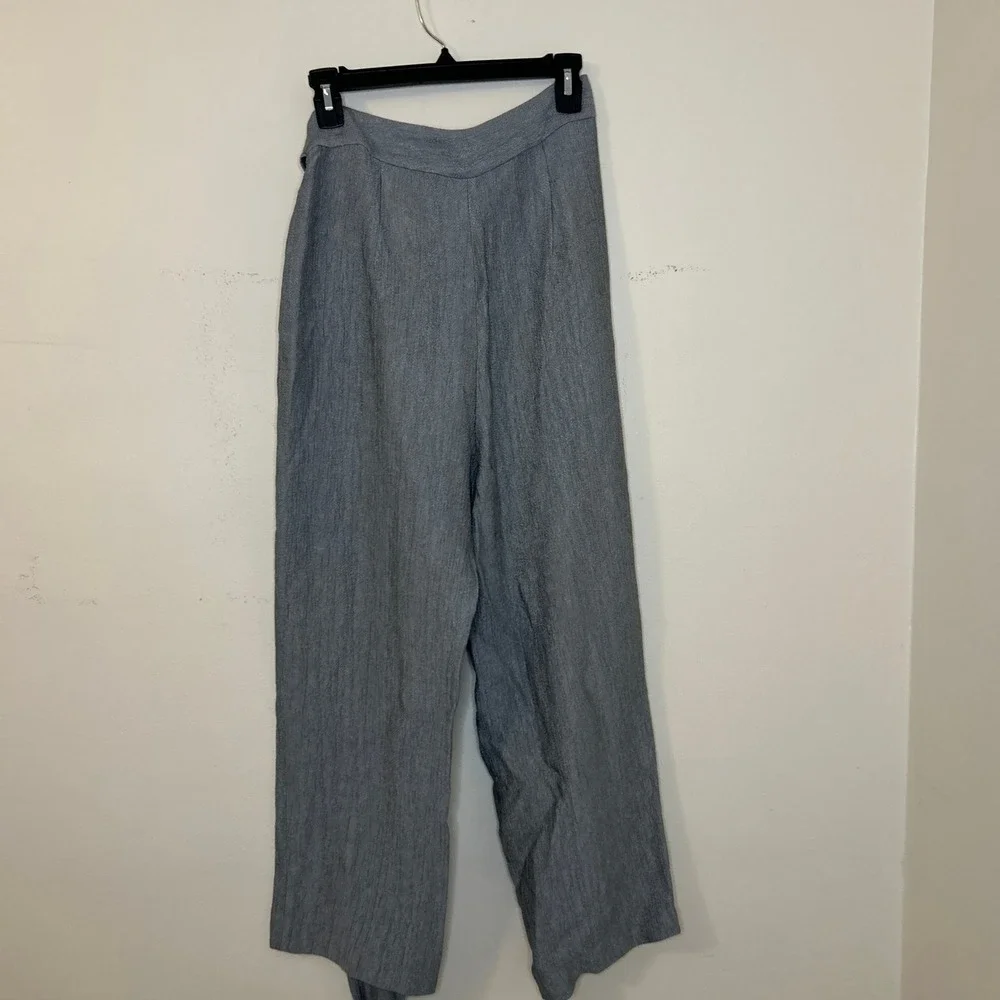ZARA Gray Wrap Linen Blend Palazzo Pants Size‎ S